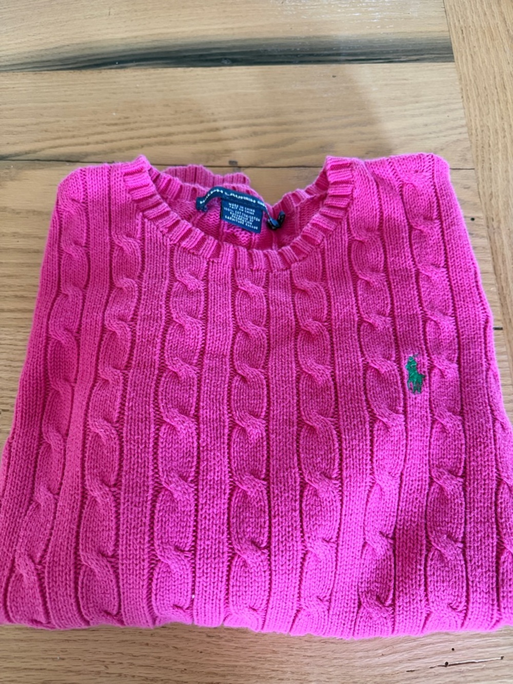 Ralph Lauren | Bright Pink Cable Knit Crew Neck Sweater Woman’s Size Medium